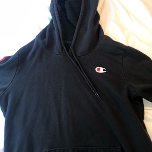 A black champion hoodie